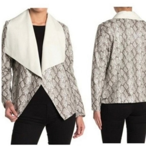 NWT SZ L Tahari leather snakeskin cardigan jacket - Picture 2 of 7
